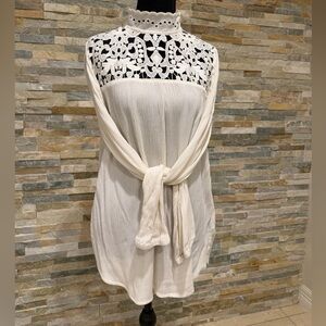 Who What Wear White Lace Accent Blouse